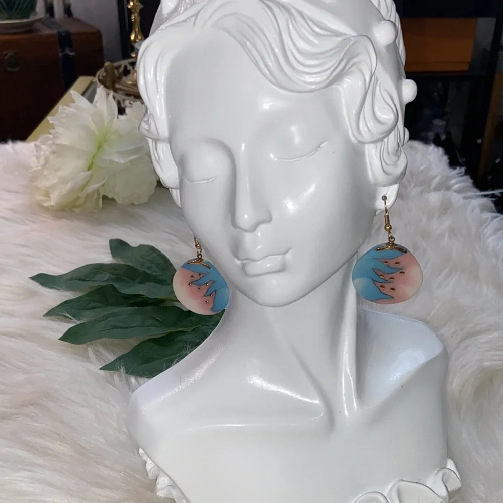 Ceramic Pastel Color Gold Tone Earrings
